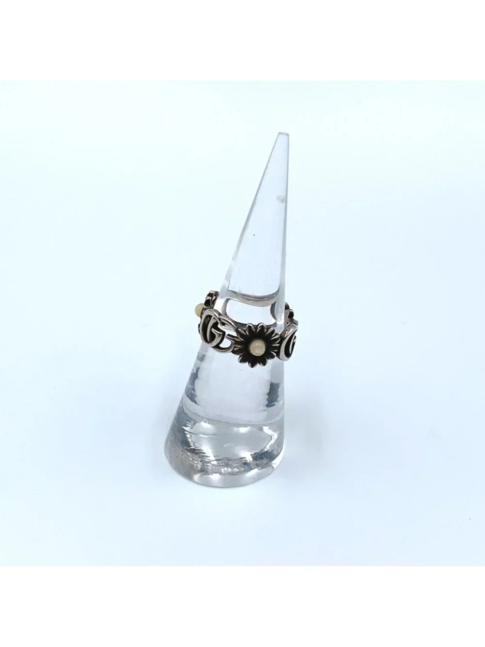 Gucci Double G Flower 925 Sterling Silver Ring